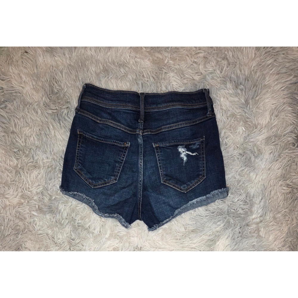 Hollister Short-Short High Rise Distressed Denim Jean Shorts W25 Size 1 Dark - Picture 2 of 5